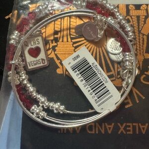 Alex and Ani Silver and Red Expandable Charm Bracelet